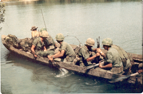 c B Co Command Group on river , Apr '68